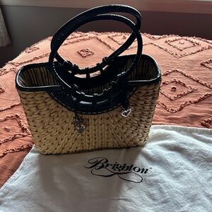 Brighton Navy and Tan Braided Tote